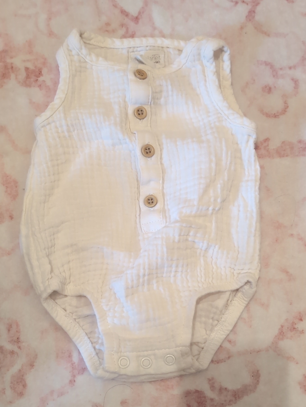 White Button-Front Muslin Cotton Romper